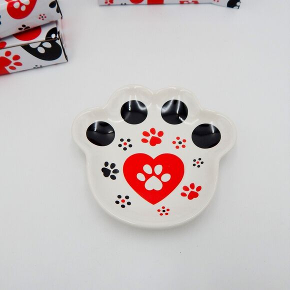 Temptations Pawfetti Spoon Rest Tidbit Dish Dog Paw Print Shape Set/4 Boxes - Picture 2 of 6